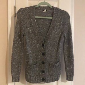 Metallic Silver J Crew Cardigan